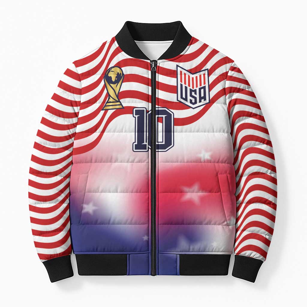 Custom United States Soccer Bomber Puffer Jacket American Flag Sporty Style