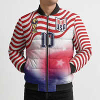 Custom United States Soccer Bomber Puffer Jacket American Flag Sporty Style