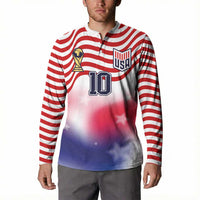 Custom United States Soccer Button Sweatshirt American Flag Sporty Style