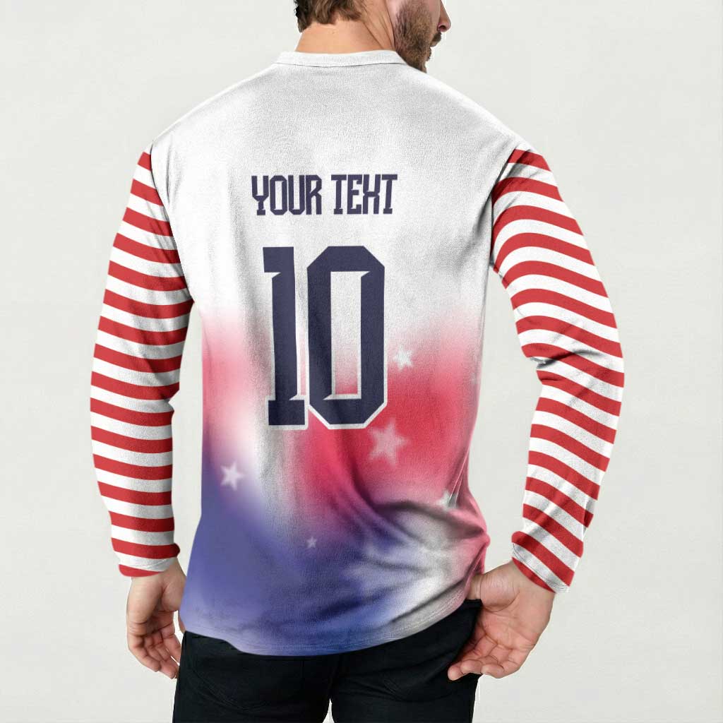 Custom United States Soccer Button Sweatshirt American Flag Sporty Style