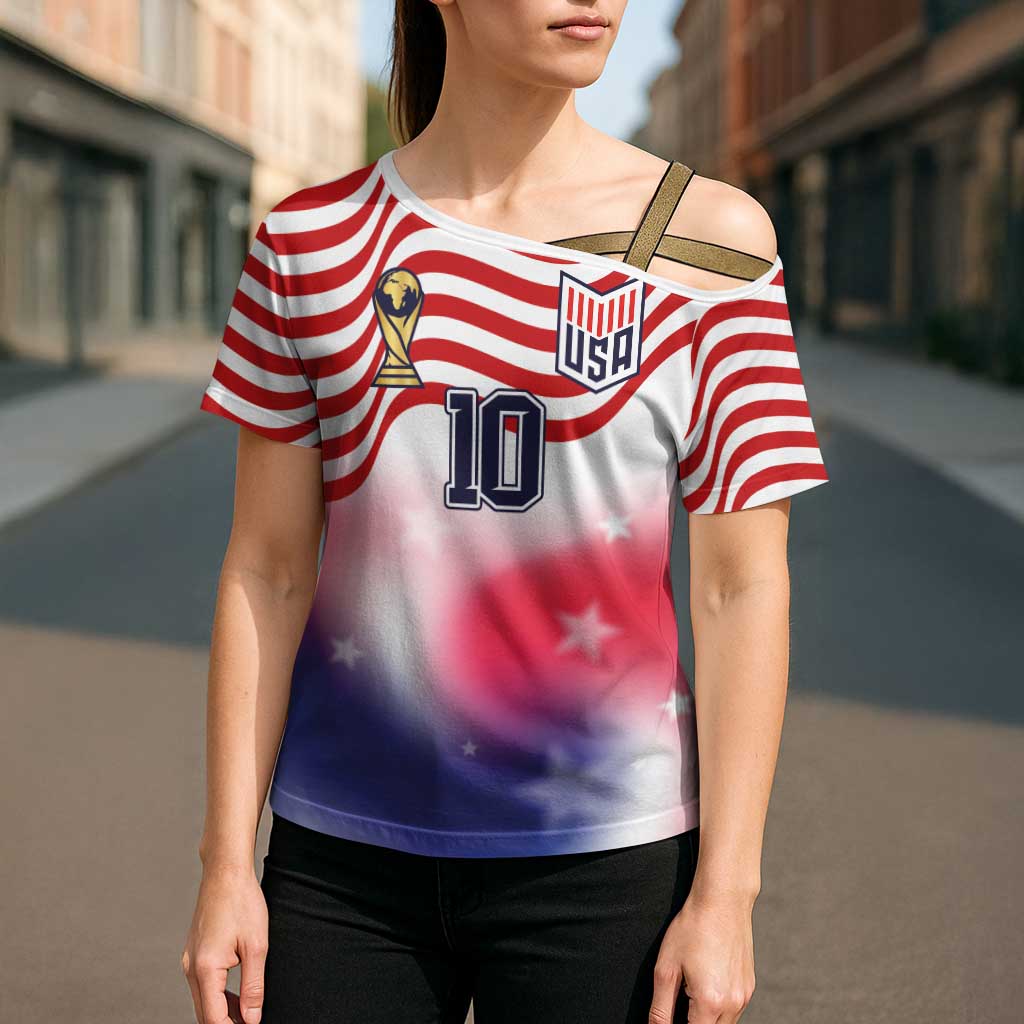 Custom United States Soccer Cross Shoulder Shirt American Flag Sporty Style