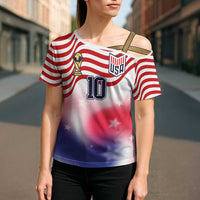 Custom United States Soccer Cross Shoulder Shirt American Flag Sporty Style