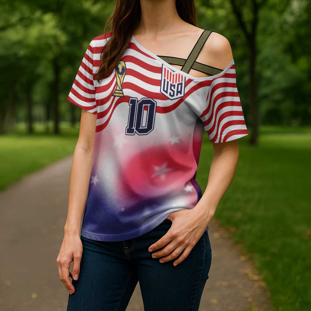 Custom United States Soccer Cross Shoulder Shirt American Flag Sporty Style