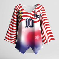 Custom United States Soccer Kimono Sleeve Blouse American Flag Sporty Style
