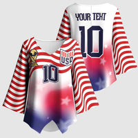Custom United States Soccer Kimono Sleeve Blouse American Flag Sporty Style