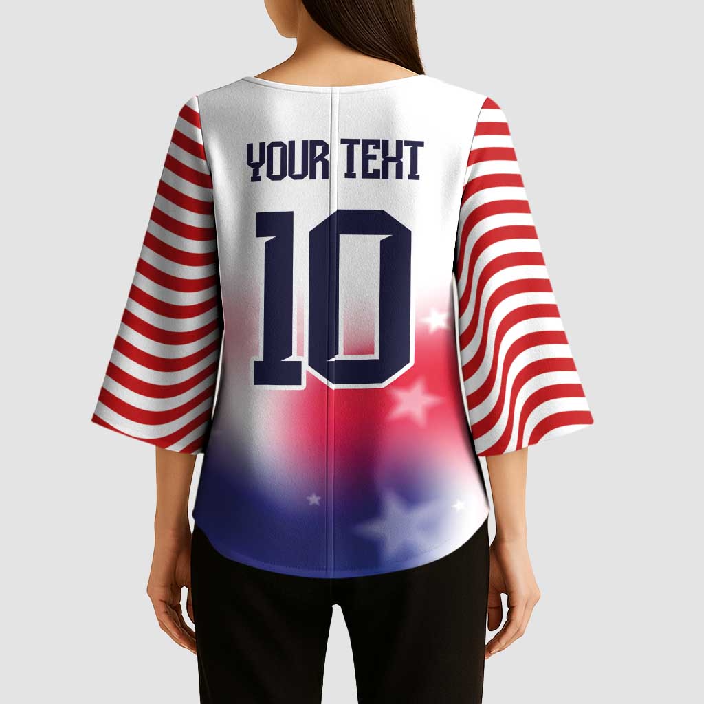 Custom United States Soccer Kimono Sleeve Blouse American Flag Sporty Style
