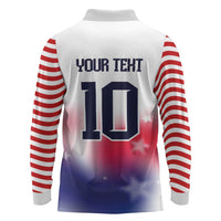Custom United States Soccer Long Sleeve Polo Shirt American Flag Sporty Style