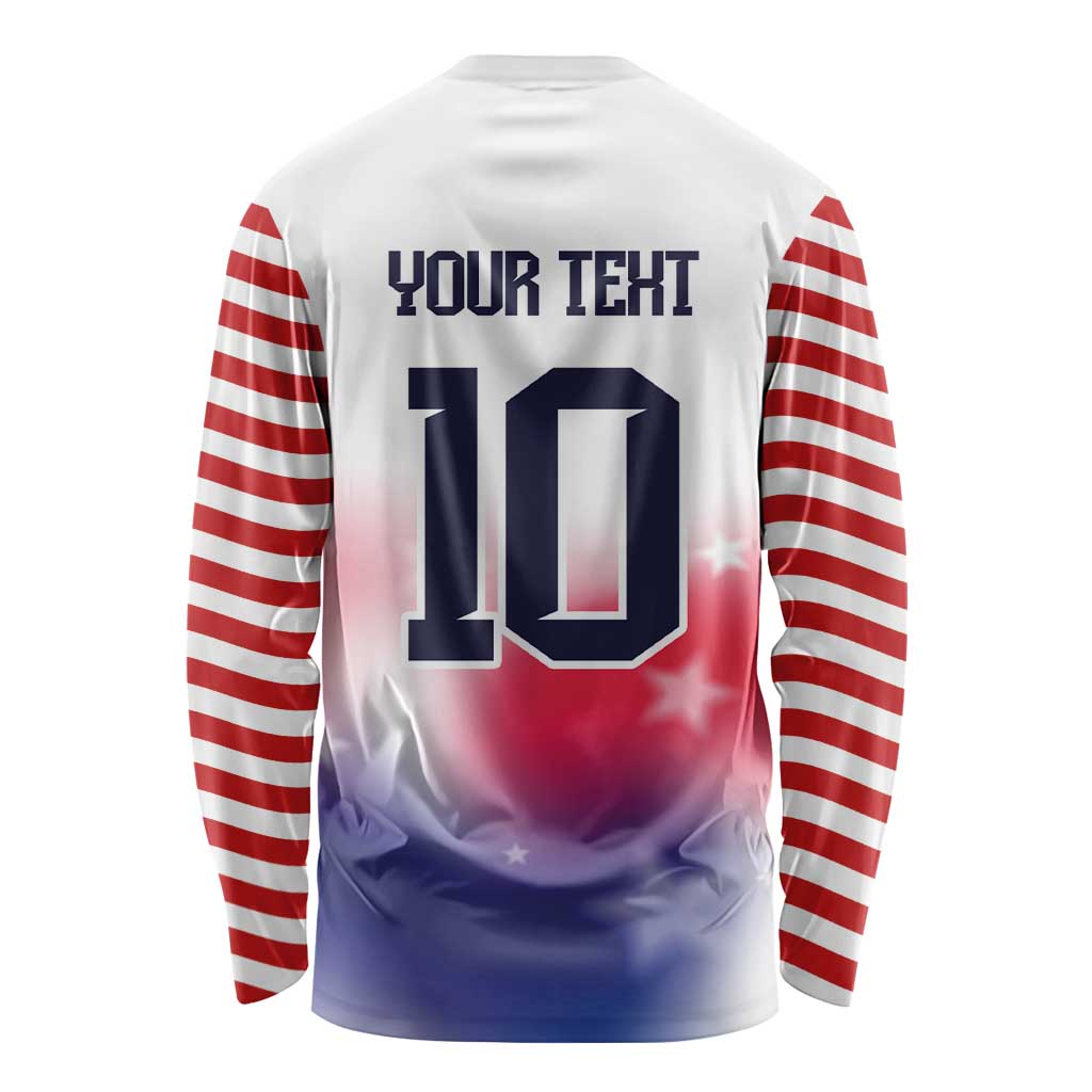 Custom United States Soccer Long Sleeve Shirt American Flag Sporty Style