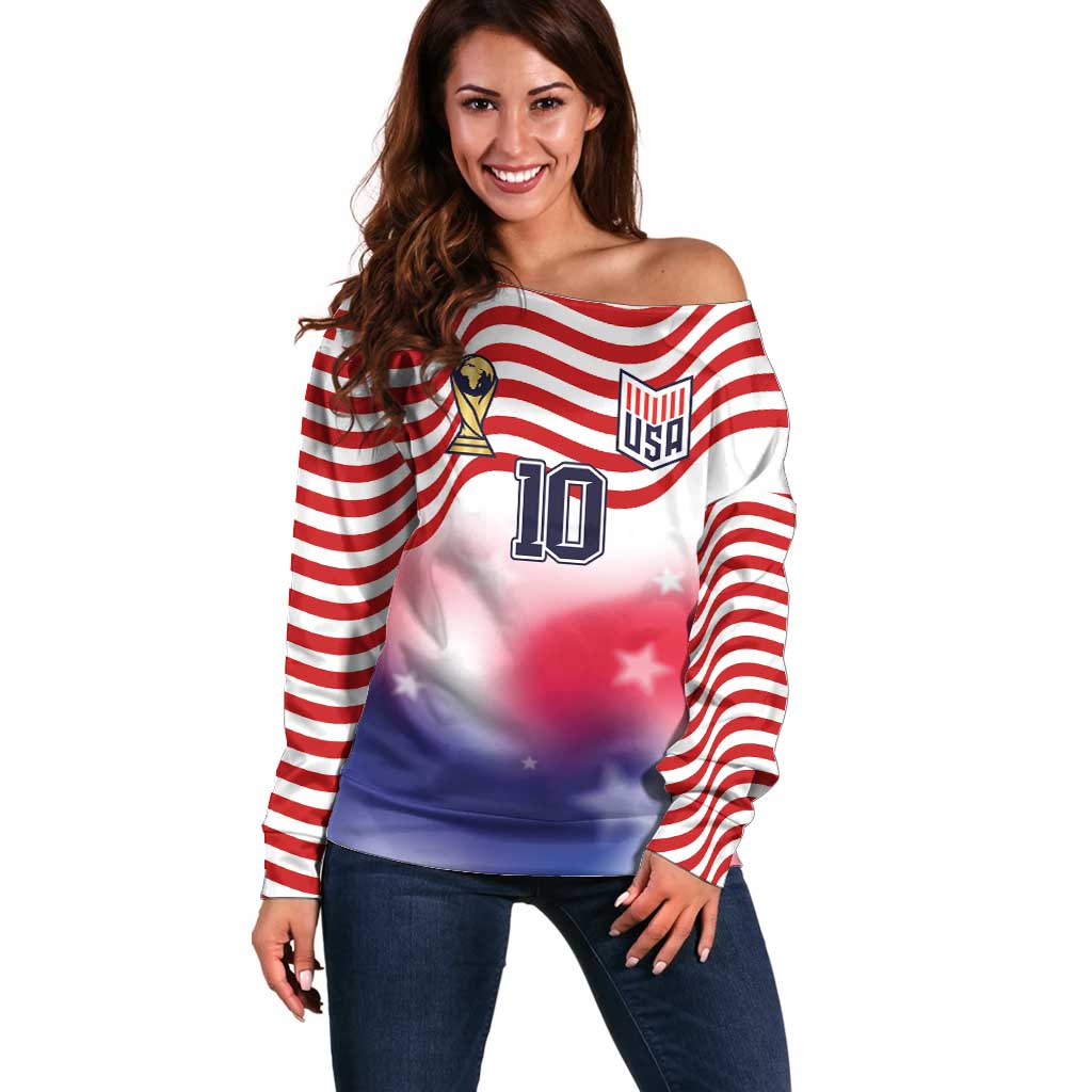 Custom United States Soccer Off Shoulder Sweater American Flag Sporty Style