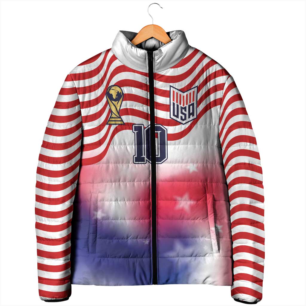 Custom United States Soccer Padded Jacket American Flag Sporty Style