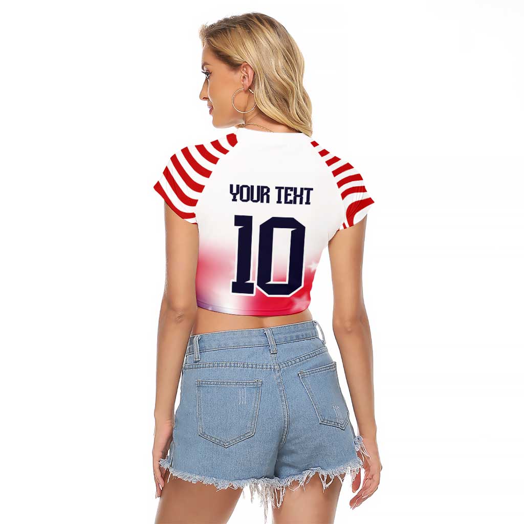 Custom United States Soccer Raglan Cropped T Shirt American Flag Sporty Style