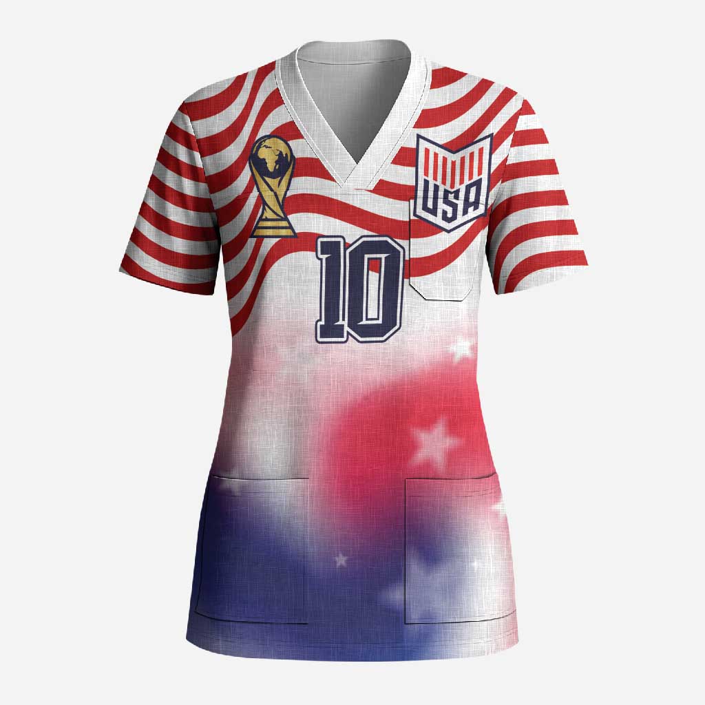 Custom United States Soccer Scrub Top American Flag Sporty Style