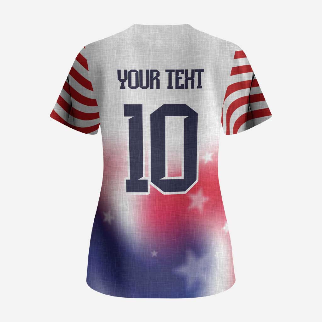 Custom United States Soccer Scrub Top American Flag Sporty Style