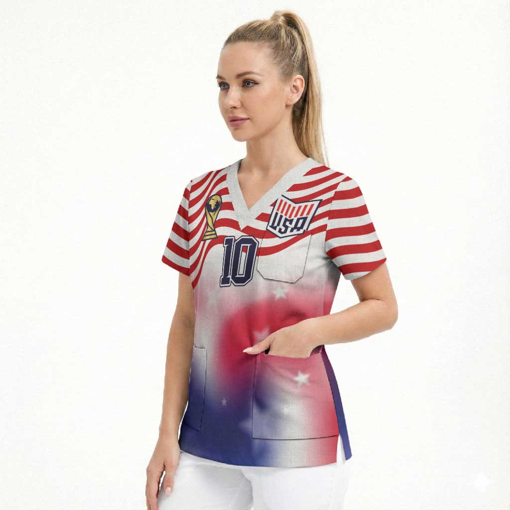 Custom United States Soccer Scrub Top American Flag Sporty Style