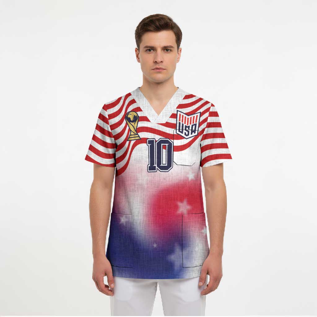 Custom United States Soccer Scrub Top American Flag Sporty Style