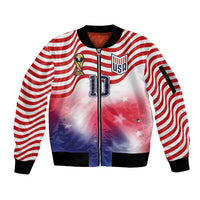 Custom United States Soccer Sleeve Zip Bomber Jacket American Flag Sporty Style