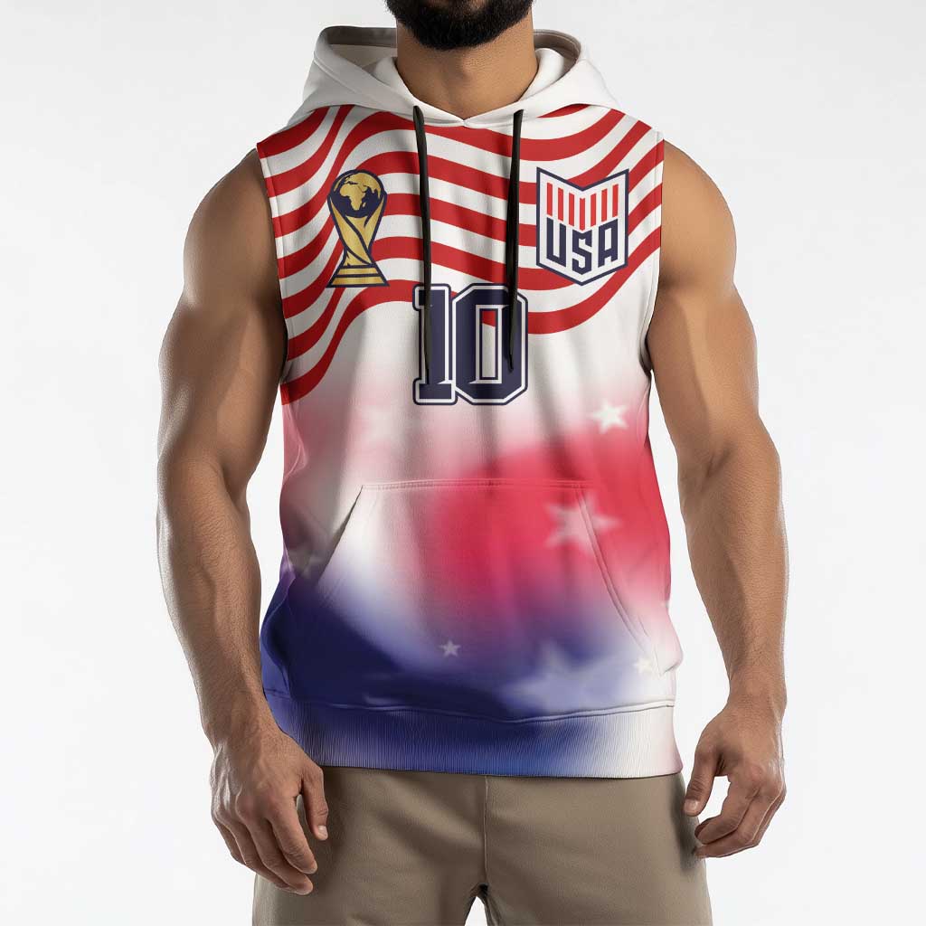 Custom United States Soccer Sleeveless Hoodie American Flag Sporty Style