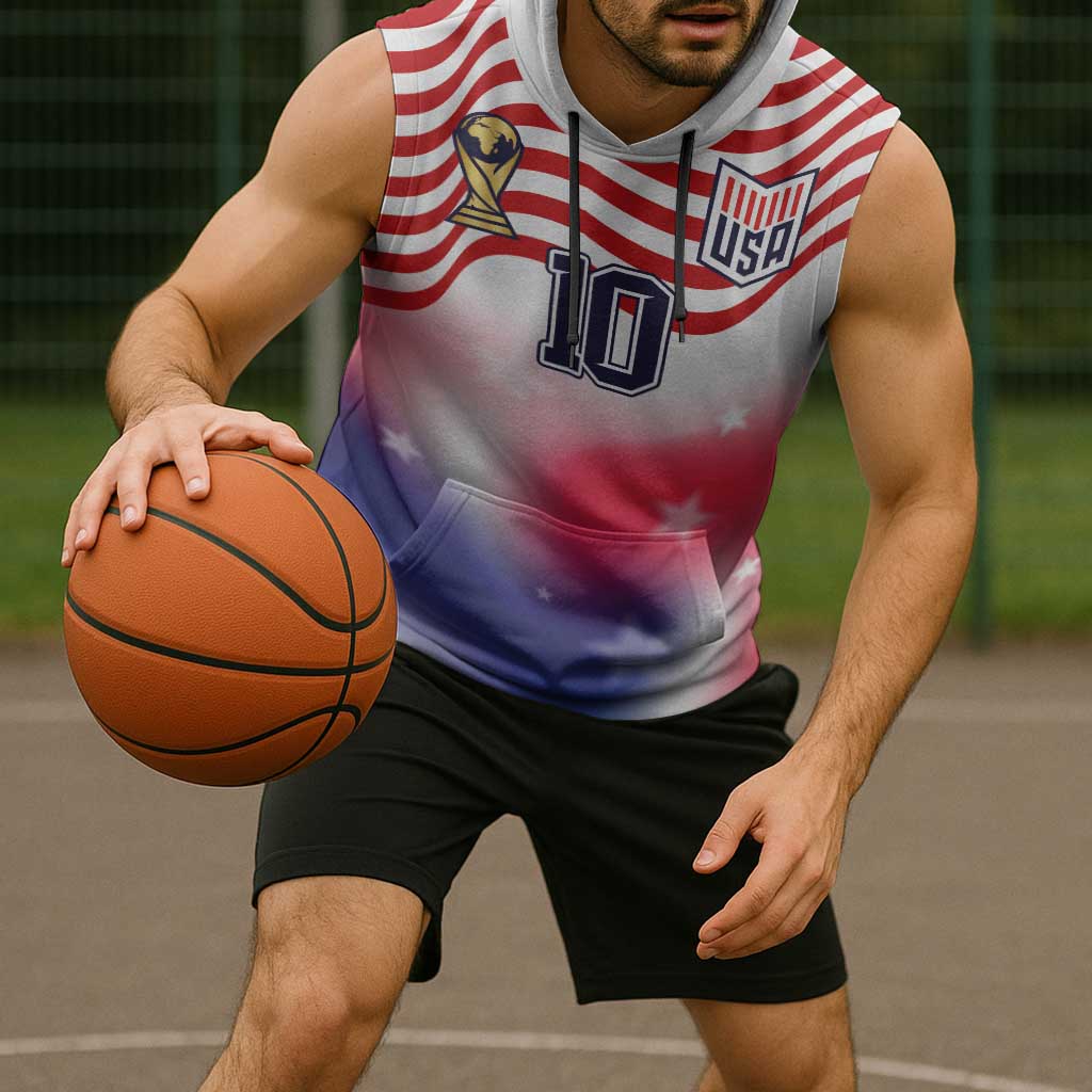 Custom United States Soccer Sleeveless Hoodie American Flag Sporty Style
