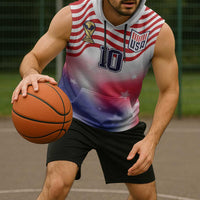 Custom United States Soccer Sleeveless Hoodie American Flag Sporty Style