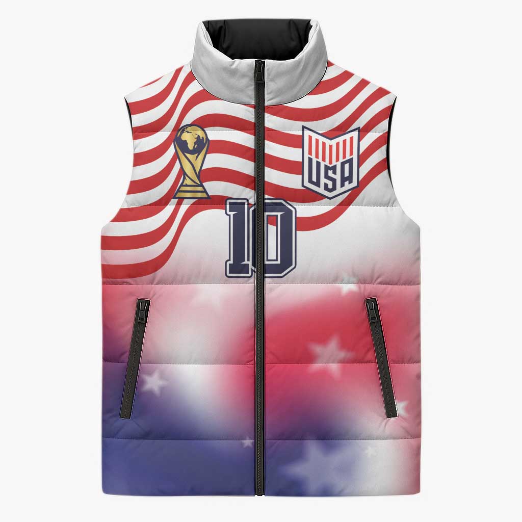 Custom United States Soccer Sleeveless Puffer Jacket American Flag Sporty Style