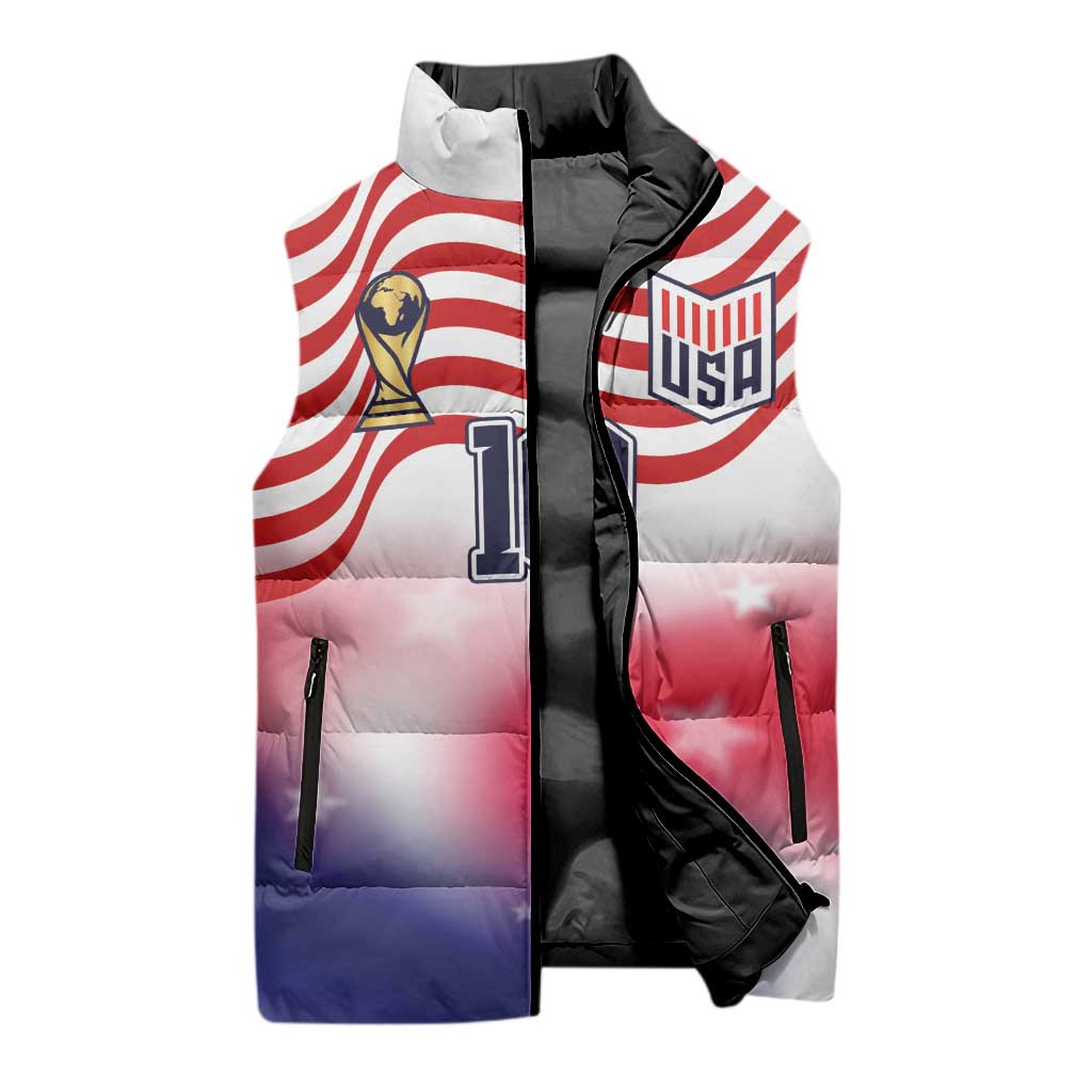 Custom United States Soccer Sleeveless Puffer Jacket American Flag Sporty Style