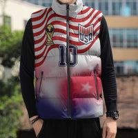 Custom United States Soccer Sleeveless Puffer Jacket American Flag Sporty Style