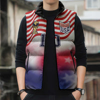 Custom United States Soccer Sleeveless Puffer Jacket American Flag Sporty Style