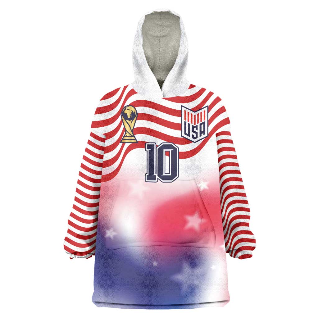 Custom United States Soccer Wearable Blanket Hoodie American Flag Sporty Style
