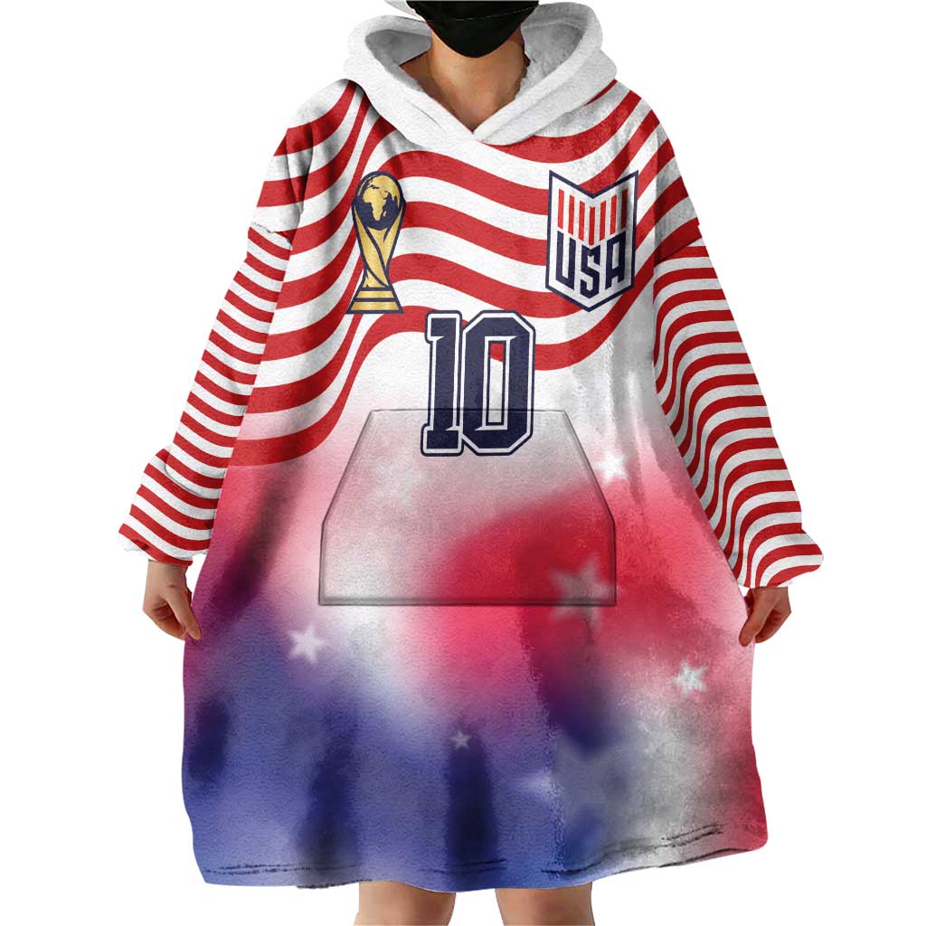 Custom United States Soccer Wearable Blanket Hoodie American Flag Sporty Style