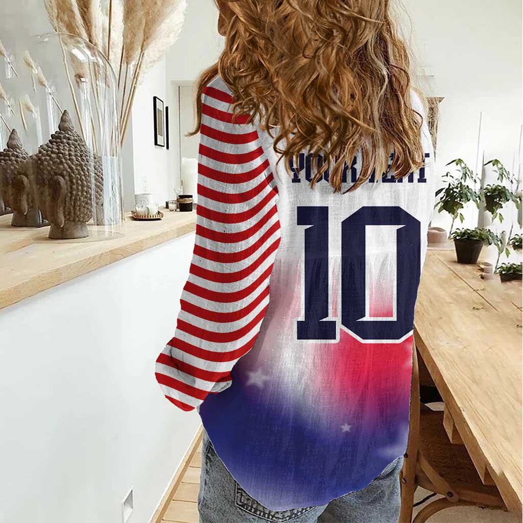 Custom United States Soccer Women Casual Shirt American Flag Sporty Style
