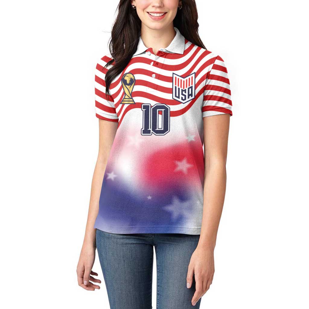 Custom United States Soccer Women Polo Shirt American Flag Sporty Style