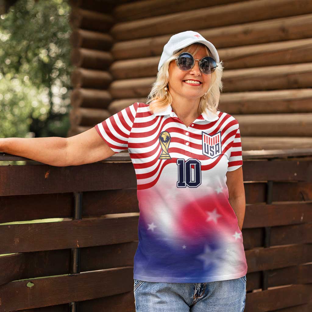 Custom United States Soccer Women Polo Shirt American Flag Sporty Style
