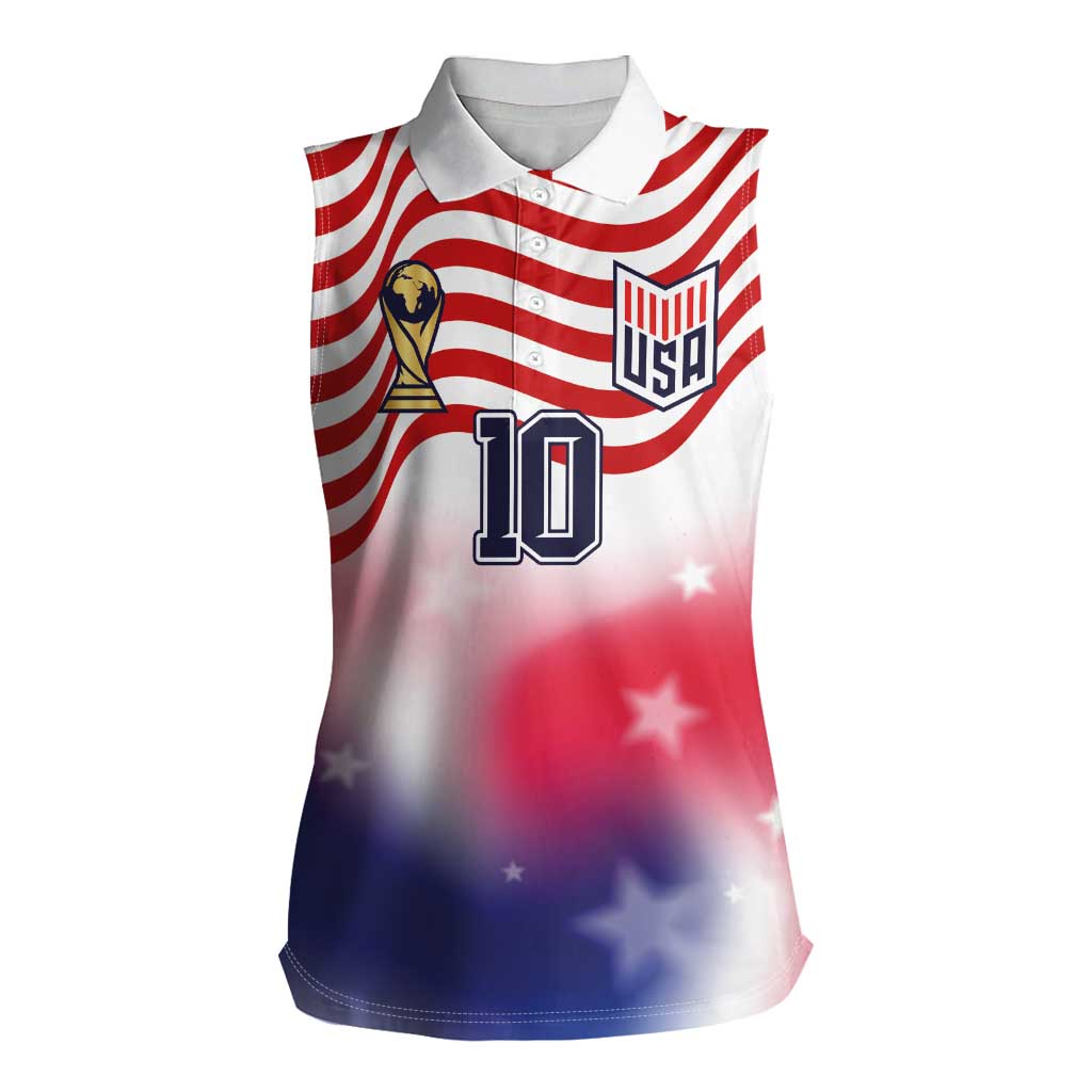 Custom United States Soccer Women Sleeveless Polo Shirt American Flag Sporty Style