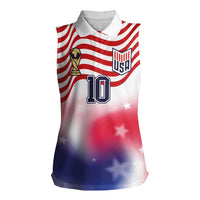 Custom United States Soccer Women Sleeveless Polo Shirt American Flag Sporty Style