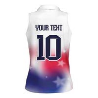 Custom United States Soccer Women Sleeveless Polo Shirt American Flag Sporty Style