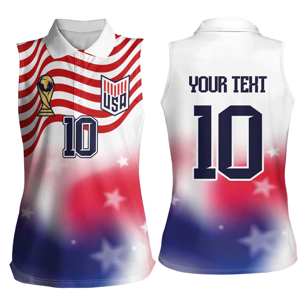Custom United States Soccer Women Sleeveless Polo Shirt American Flag Sporty Style