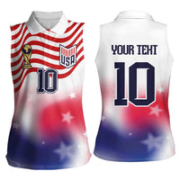 Custom United States Soccer Women Sleeveless Polo Shirt American Flag Sporty Style