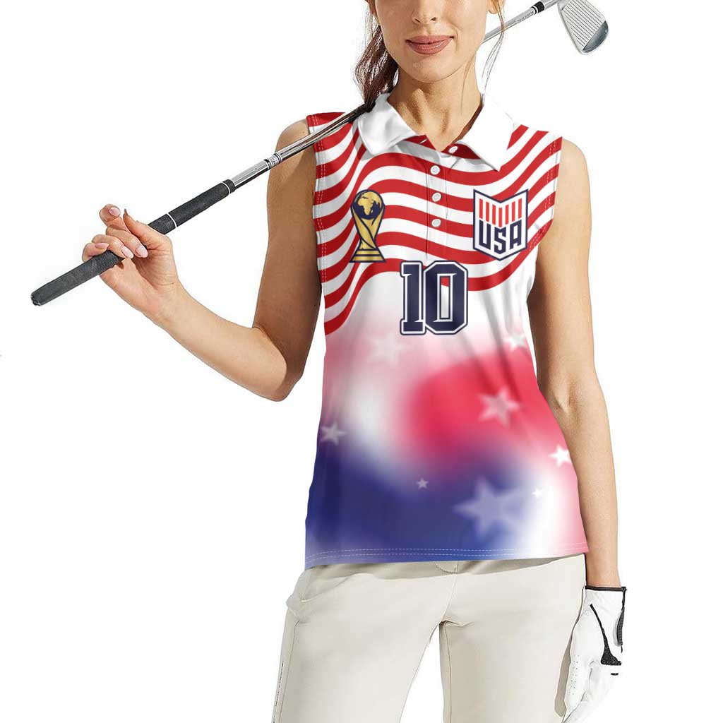 Custom United States Soccer Women Sleeveless Polo Shirt American Flag Sporty Style