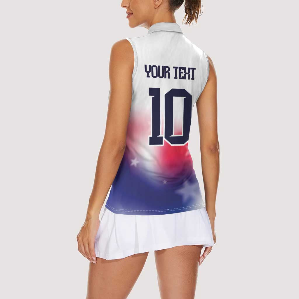 Custom United States Soccer Women Sleeveless Polo Shirt American Flag Sporty Style