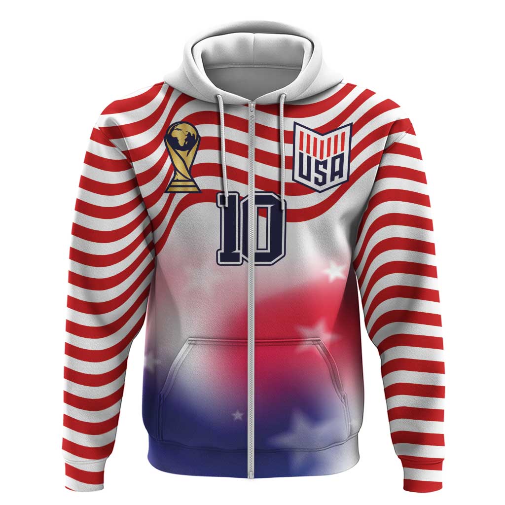 Custom United States Soccer Zip Hoodie American Flag Sporty Style