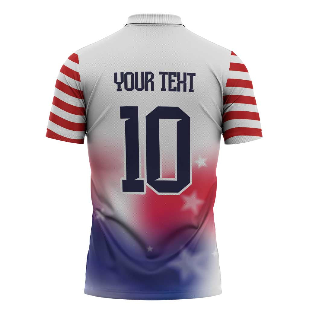Custom United States Soccer Zipper Polo Shirt American Flag Sporty Style