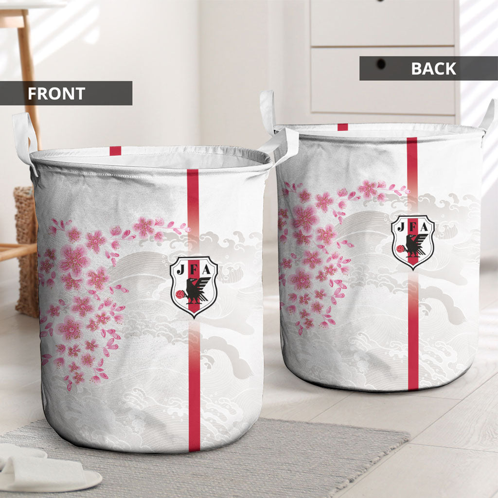 Japan National Football Laundry Basket Cherry Blossom Sakura Wave Traditional Graphic Art