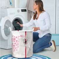 Japan National Football Laundry Basket Cherry Blossom Sakura Wave Traditional Graphic Art