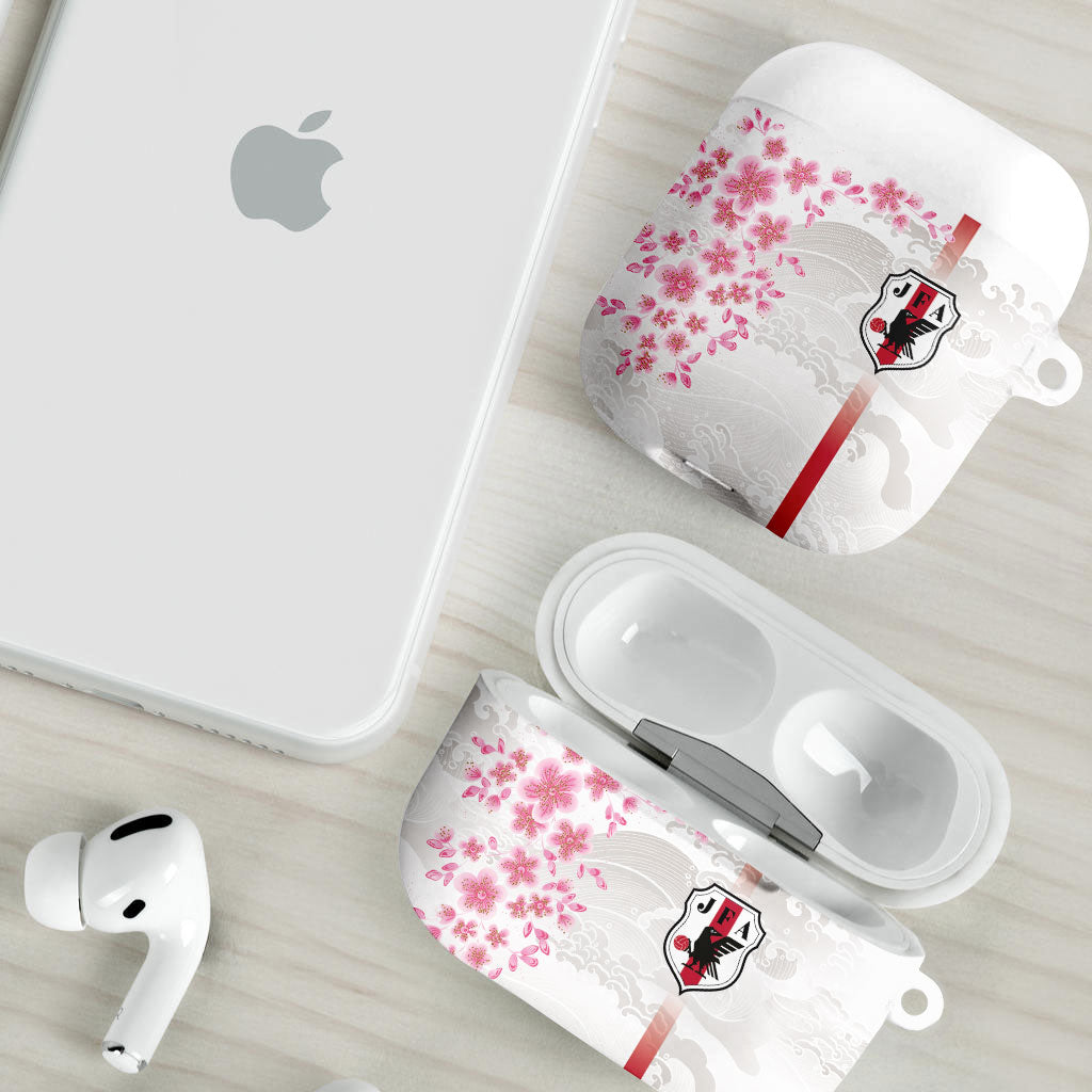 Japan National Football AirPods Case Cherry Blossom Sakura Wave Traditional Graphic Art