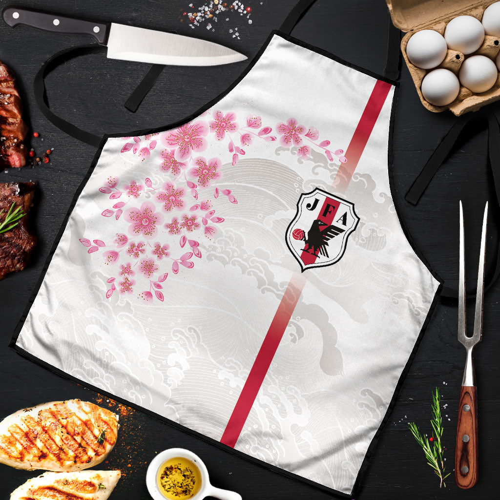 Japan National Football Apron Cherry Blossom Sakura Wave Traditional Graphic Art