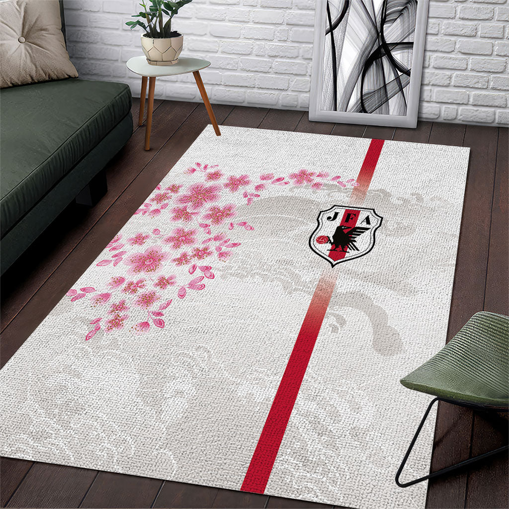 Japan National Football Area Rug Cherry Blossom Sakura Wave Traditional Graphic Art