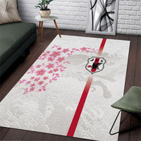 Japan National Football Area Rug Cherry Blossom Sakura Wave Traditional Graphic Art