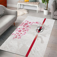 Japan National Football Area Rug Cherry Blossom Sakura Wave Traditional Graphic Art