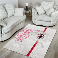 Japan National Football Area Rug Cherry Blossom Sakura Wave Traditional Graphic Art