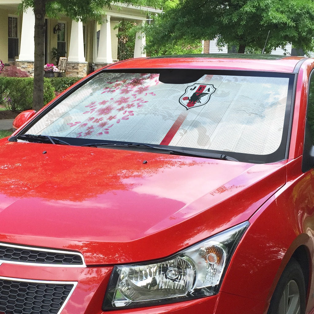 Japan National Football Auto Sun Shade Cherry Blossom Sakura Wave Traditional Graphic Art
